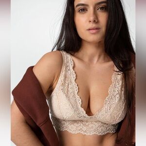 NEW XL Smart & Sexy Nude Lace Bralette Leisure Lounge Comfort Bra Tan